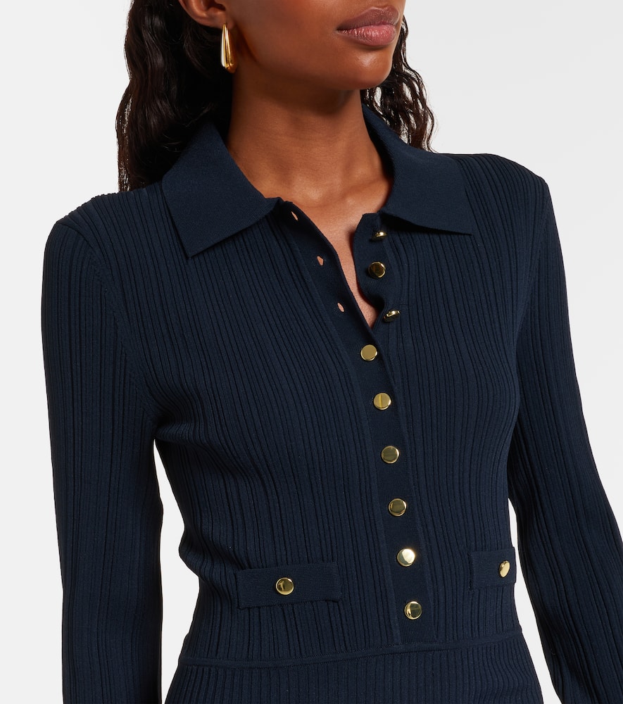 Veronica Beard Lauper Ribbed-knit Minidress In Blue