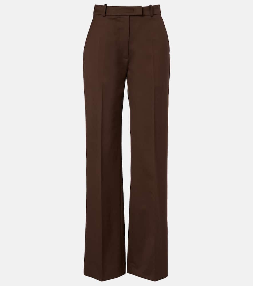 The Frankie Shop Straight Trousers With Belt Loops And Pleated Front In Brown