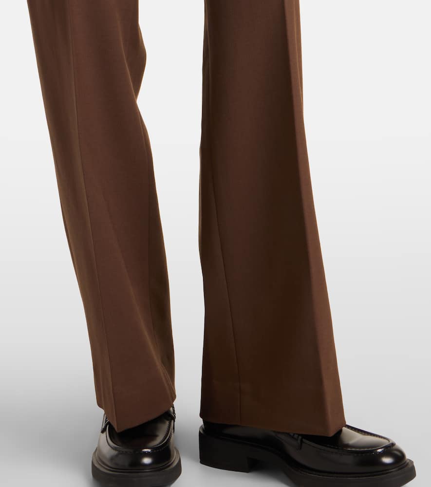 The Frankie Shop Straight Trousers With Belt Loops And Pleated Front In Brown