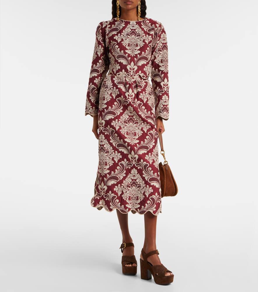 Farm Rio Cropped Cotton-blend Jacquard Top In Red