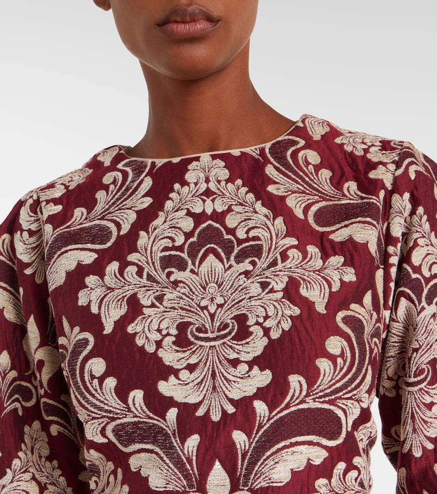 Farm Rio Cropped Cotton-blend Jacquard Top In Red