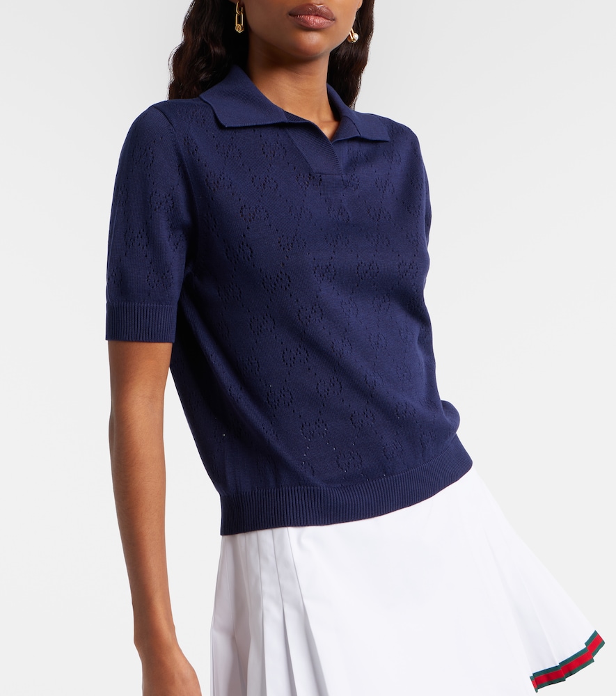 GG Pointelle Silk And Cotton Polo