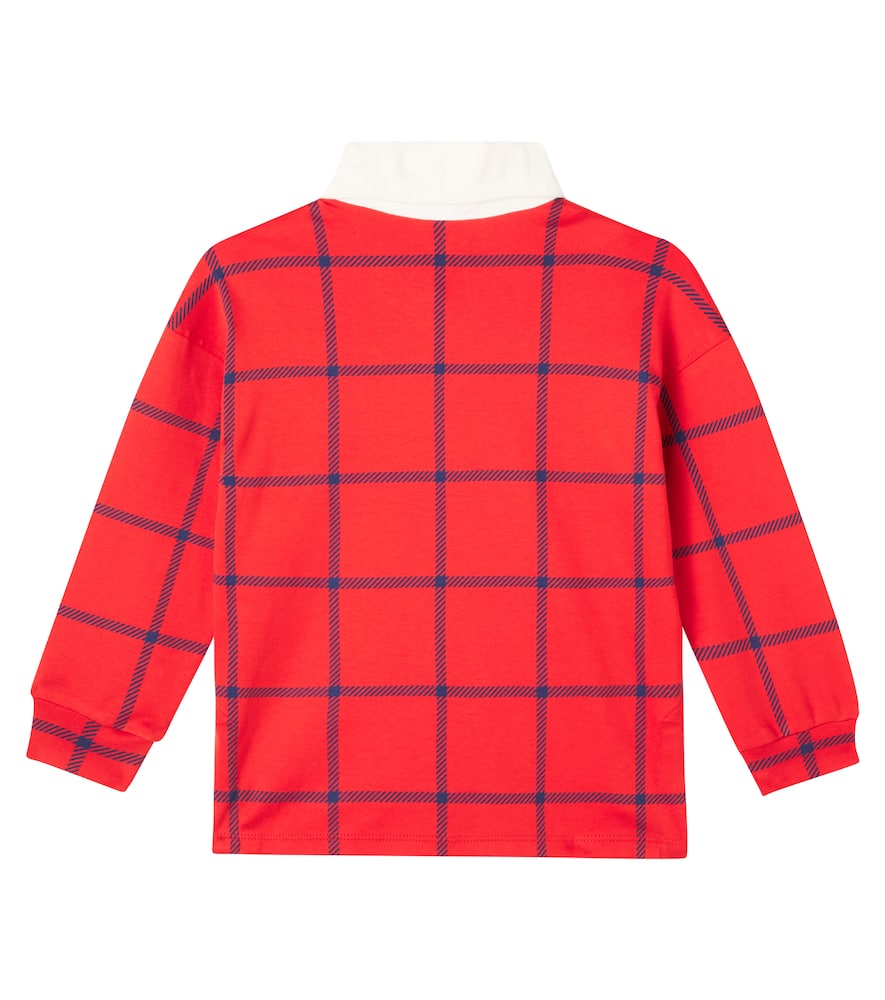 Mini Rodini X E. T. Checked Cotton Polo Sweater In Red