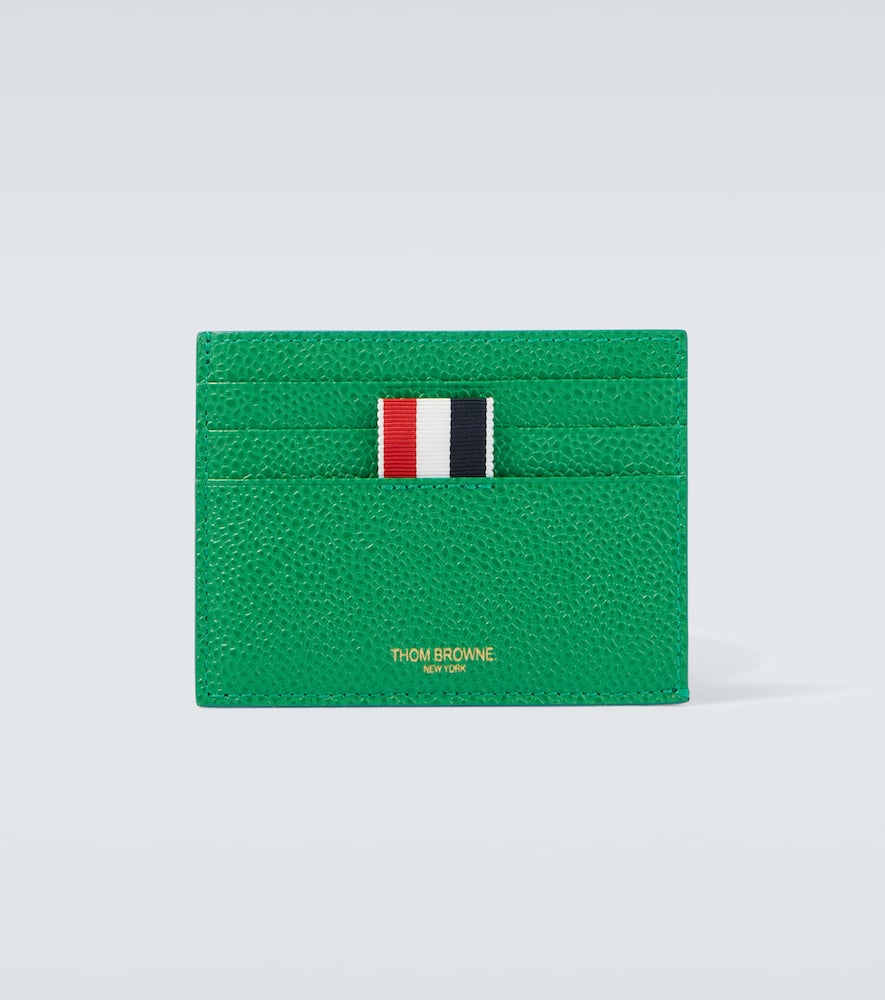Thom Browne Leather Card Holder In Green