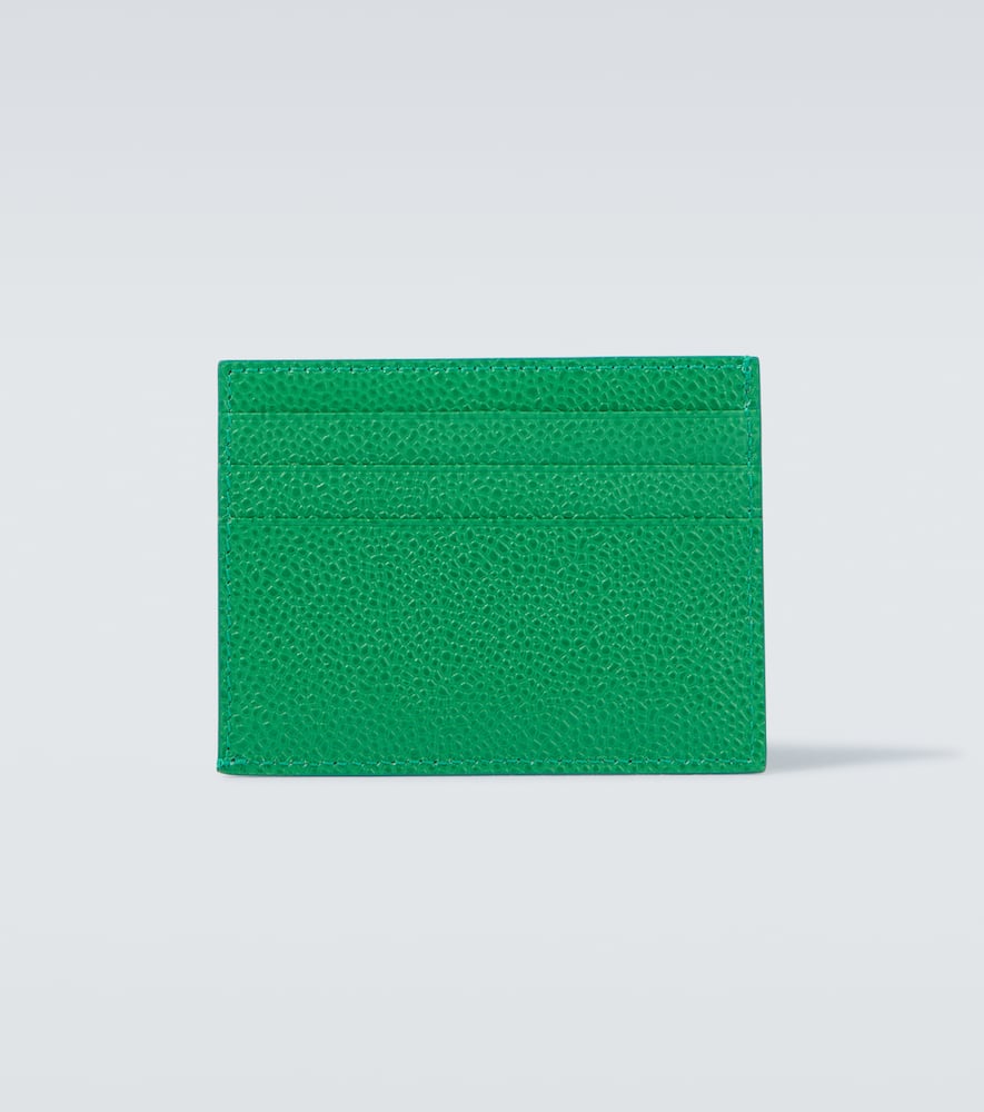 Thom Browne Leather Card Holder In Green