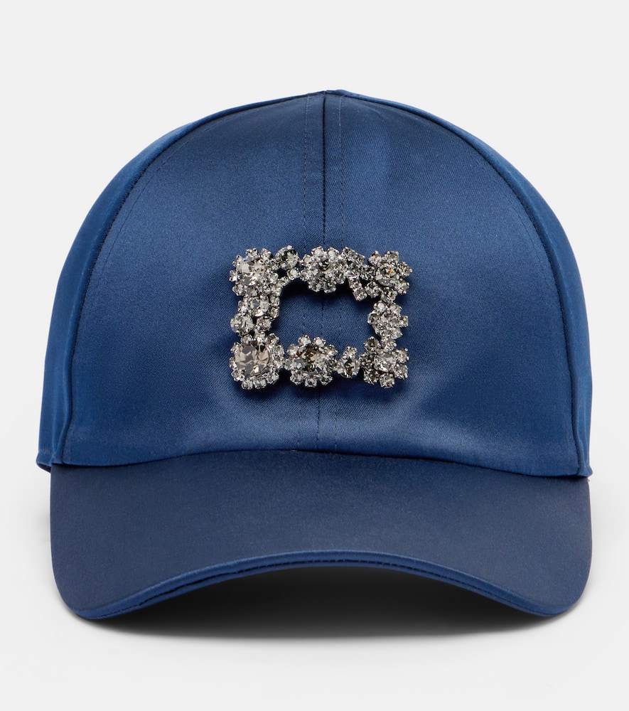 Roger Vivier Efflorescence Satin Baseball Cap In Blue
