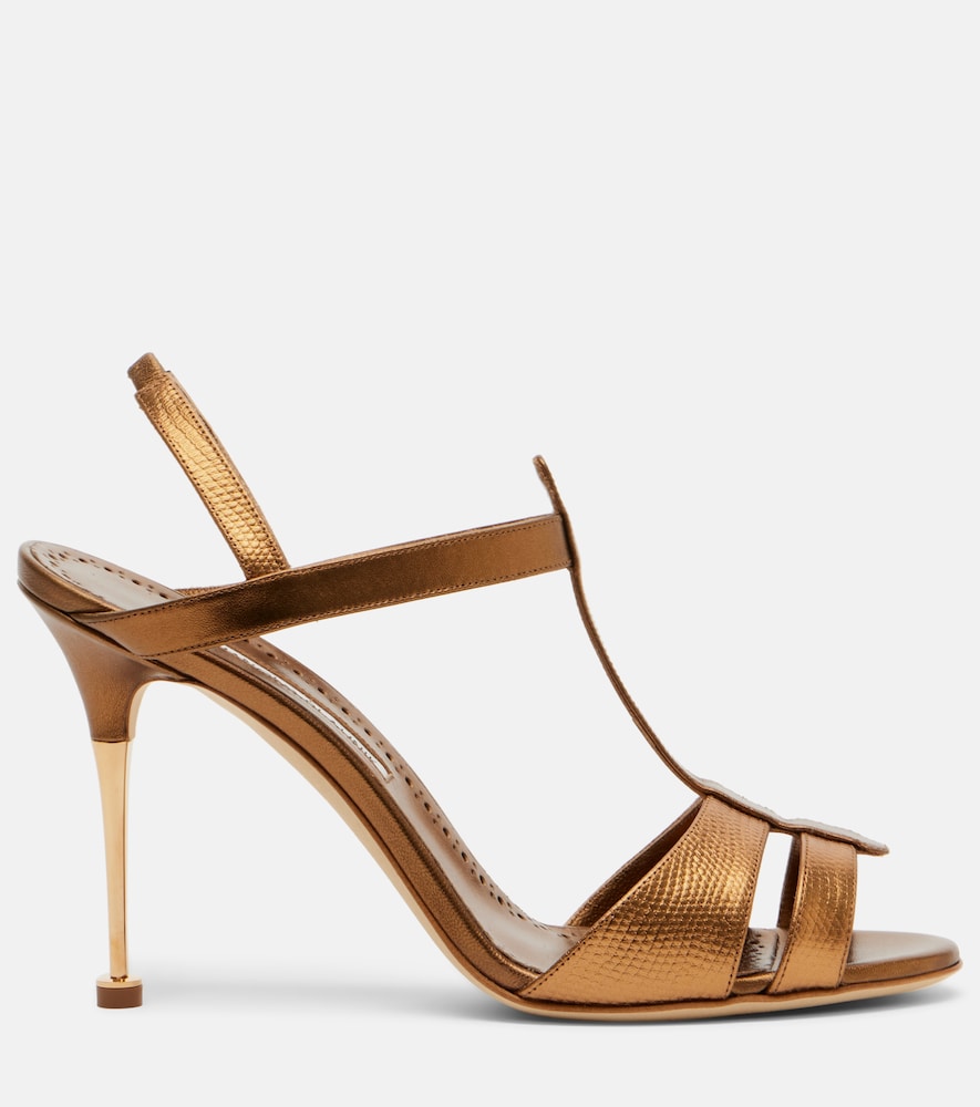  Manolo Blahnik Manolo Blahnik Slingback-sandalen Retaux 105 Aus Metallic-leder 