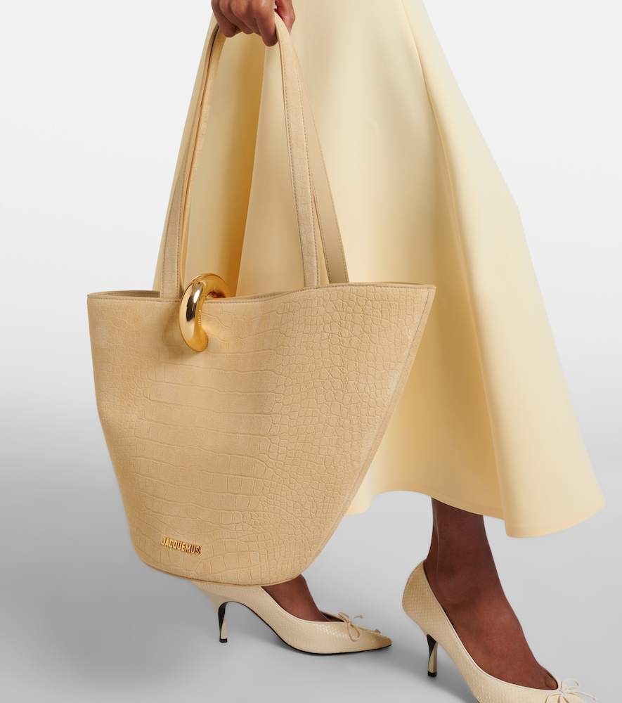 Jacquemus Le Bambola croc-effect suede tote bag