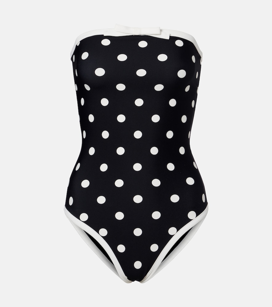 Self-Portrait Women's Black Polka-Dot Strapless Swimsuit UK Size 12 - Mytheresa