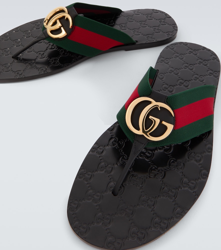 Riviera GG Leather Thong Sandals