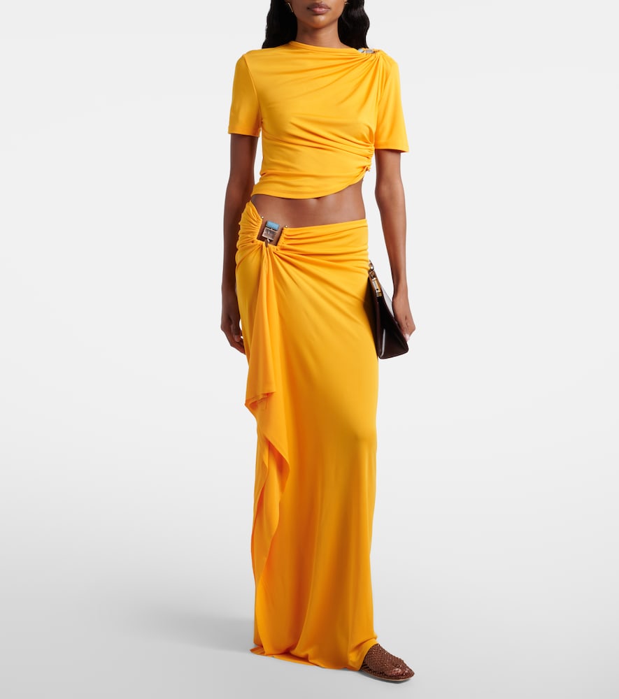  Christopher Esber Christopher Esber Embellished Gathered Jersey Maxi Skirt 