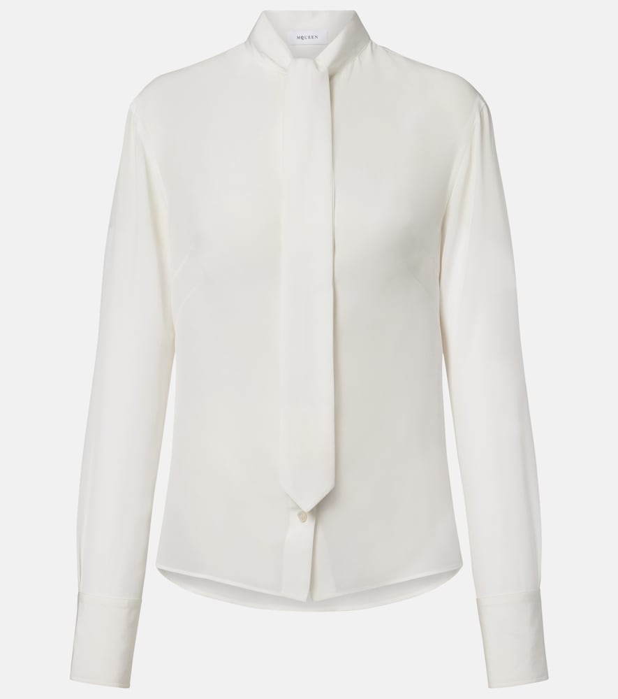 McQueen Tie-neck crêpe de chine blouse
