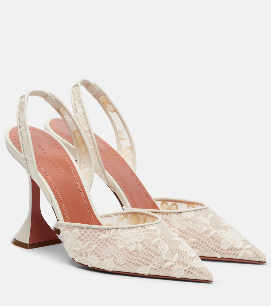 Pumps slingback Holli in pizzo con pelle