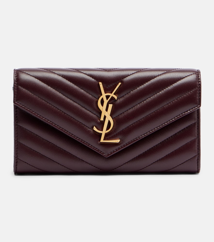Saint Laurent Cassandre Matelassé Leather Wallet In Burgundy