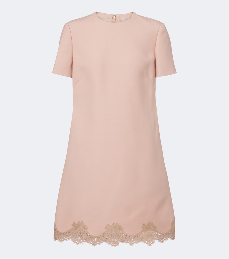 Minikleid aus Wolle und Seide mit Spitze