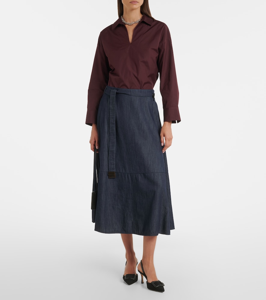 'S Max Mara Belted denim midi skirt