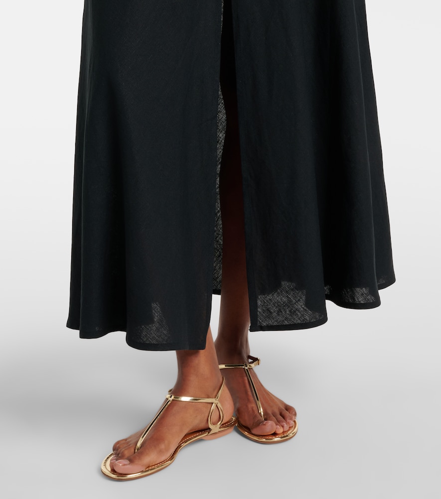  Vix Paula Hermanny Vix Paula Hermanny Hailey Halterneck Linen-blend Midi Dress 