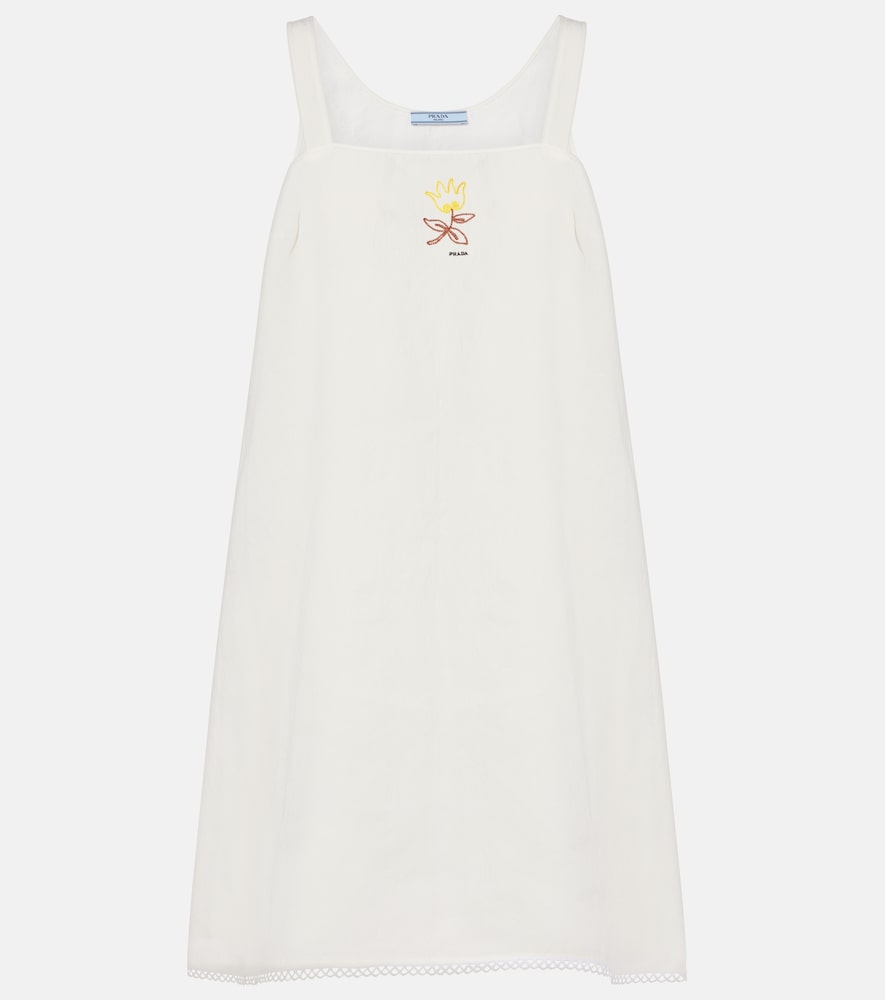Prada Embroidered linen minidress