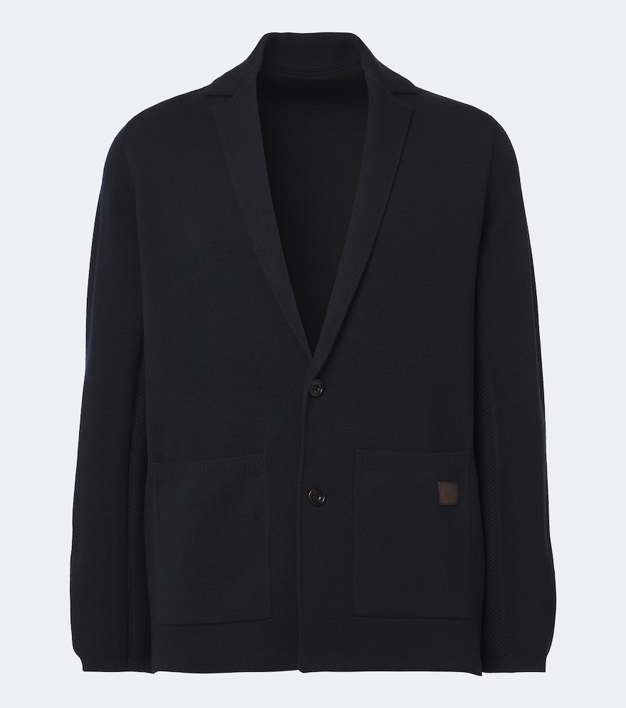 Berluti Wool And Silk Cardigan In Blue