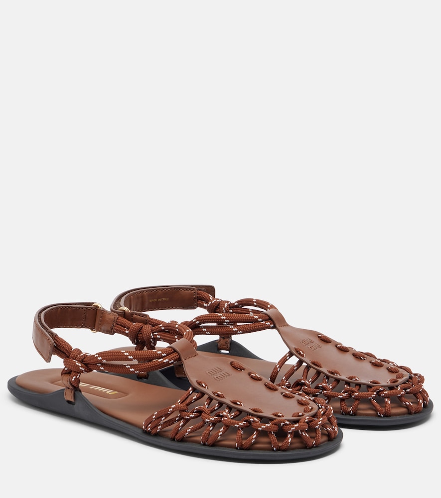 Leather-trimmed sandals