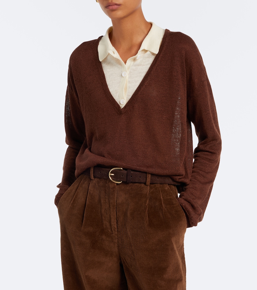 Eirae Paneled Linen-Blend Sweater