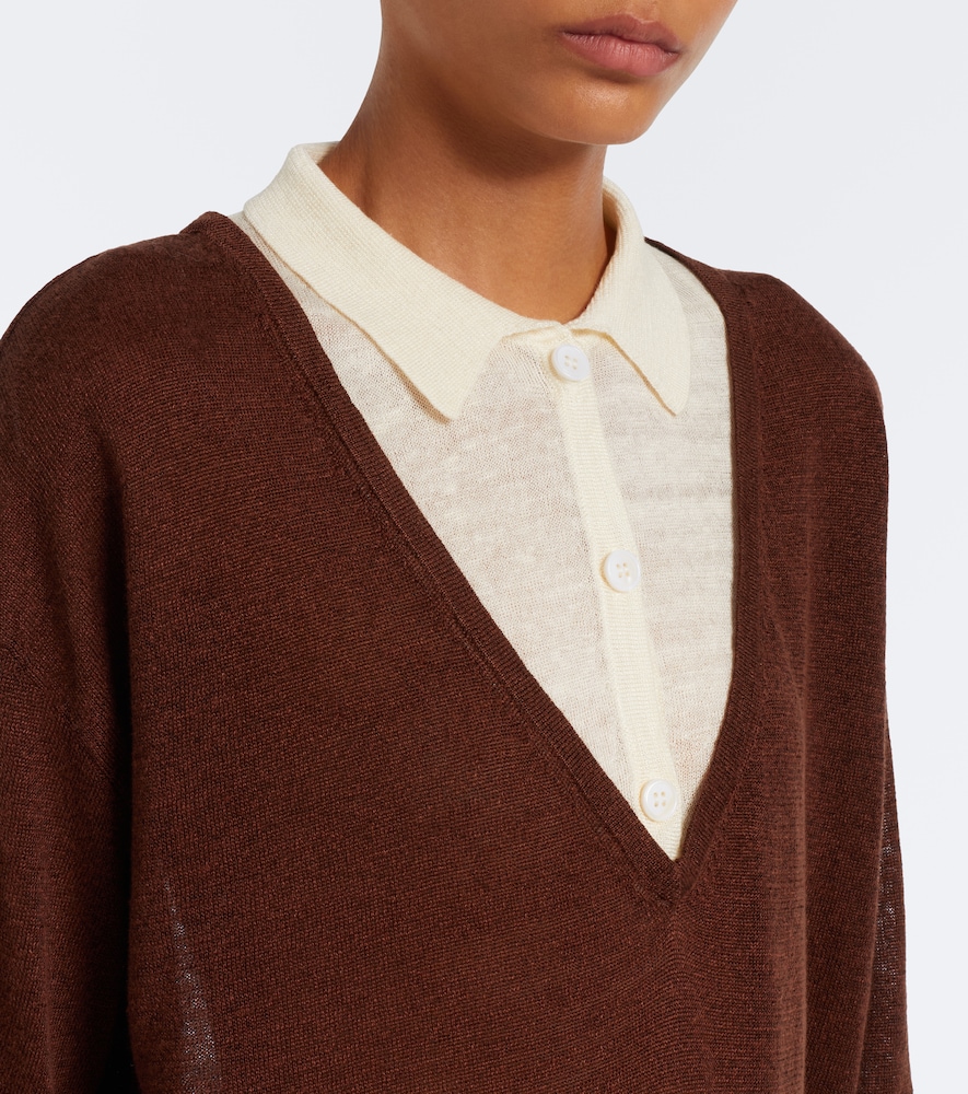 Eirae Paneled Linen-Blend Sweater