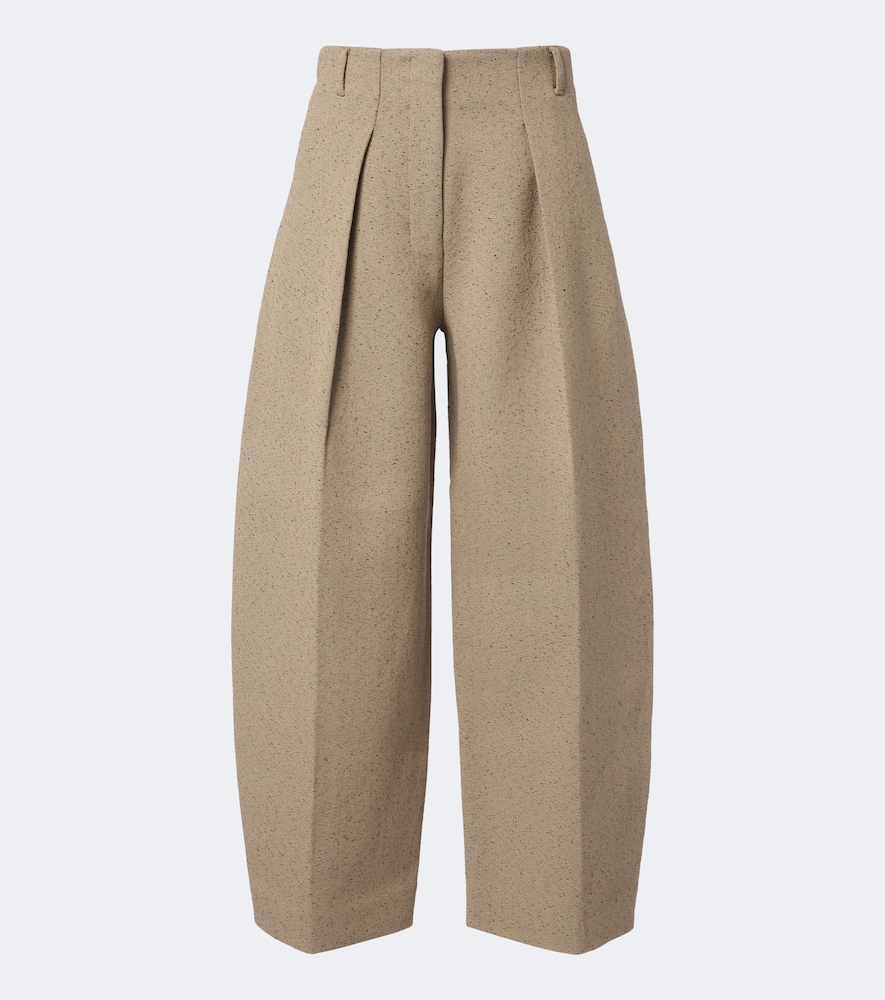 Jacquemus Ovalo Cotton And Wool-blend Barrel-leg Pants In Transparent