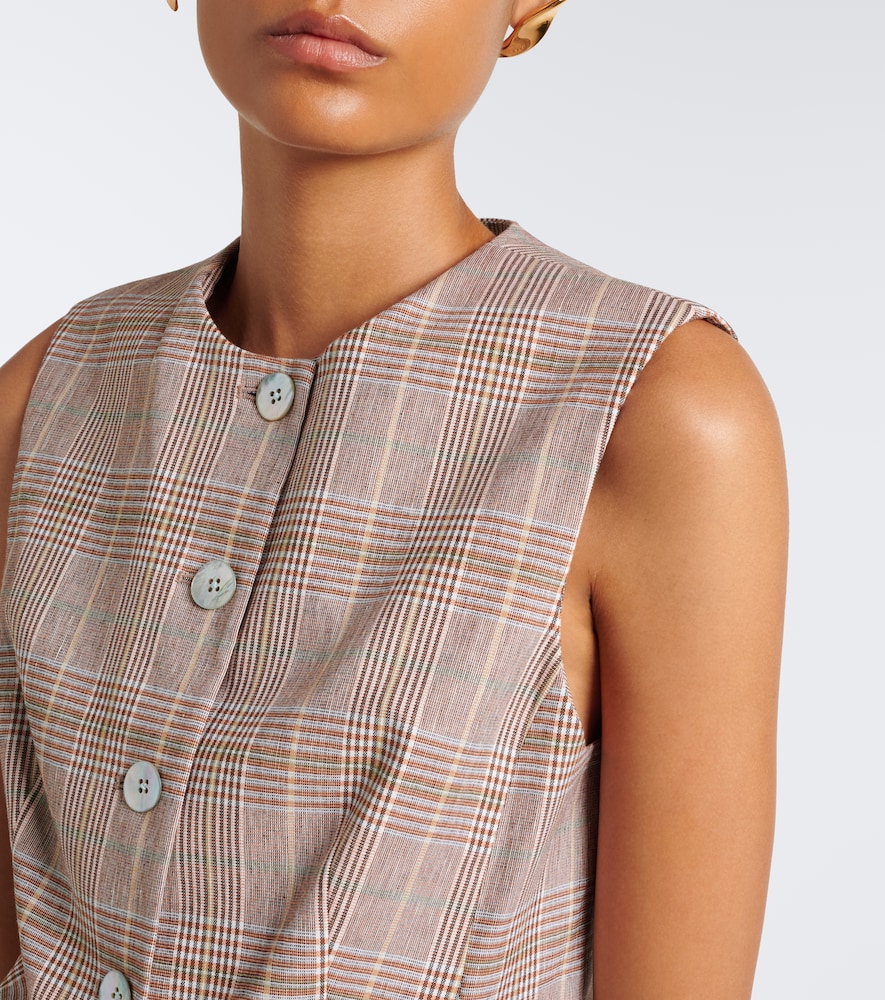 Lois Plaid Cotton And Linen-Blend Vest
