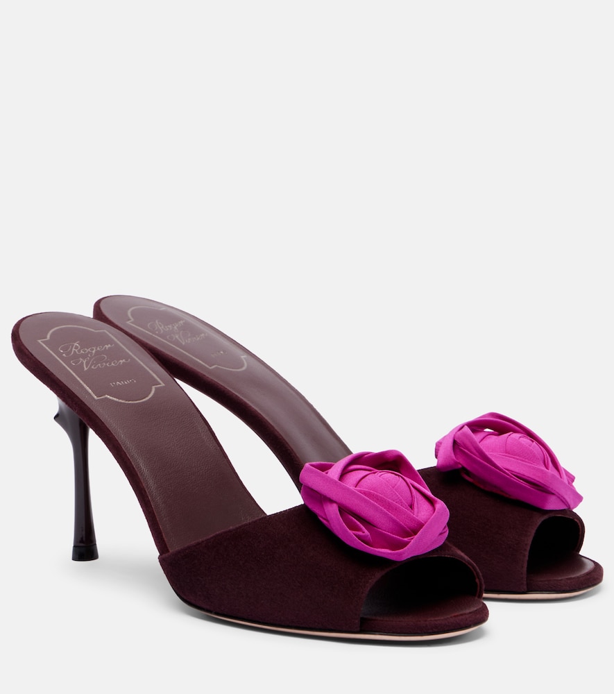 Mules Epine Rose in suede