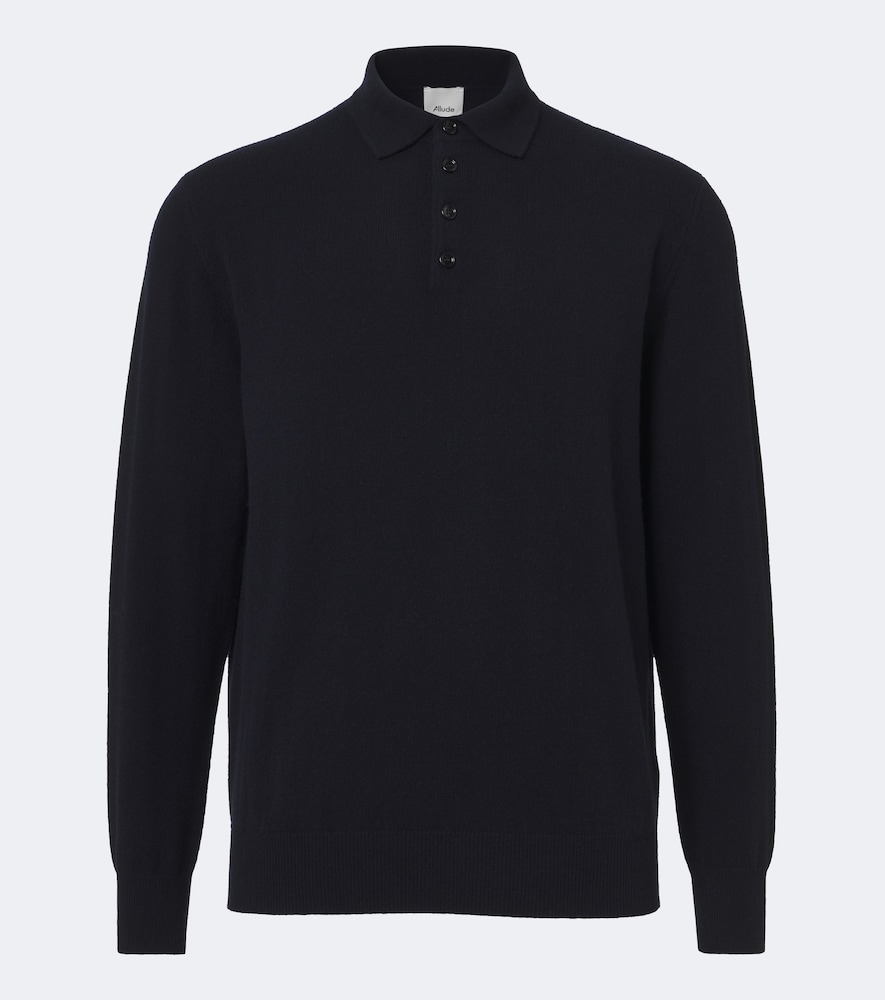 Allude Cashmere Polo Sweater In Blue