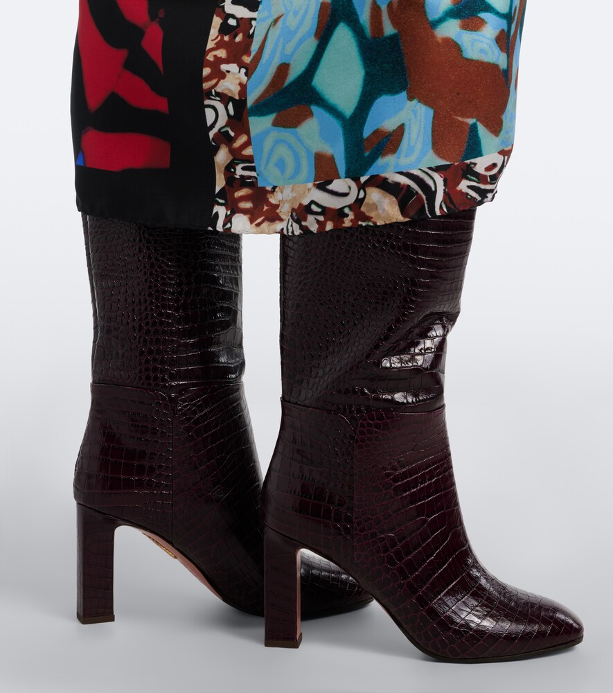 Sellier Croc-Effect Knee-High Boots