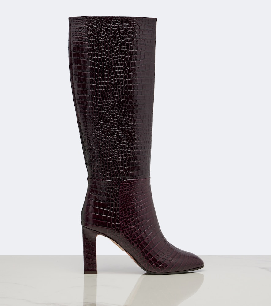 Sellier Croc-Effect Knee-High Boots