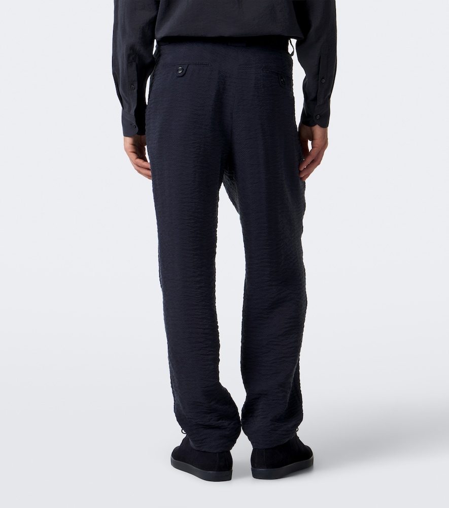 Pleated Jacquard Straight Pants