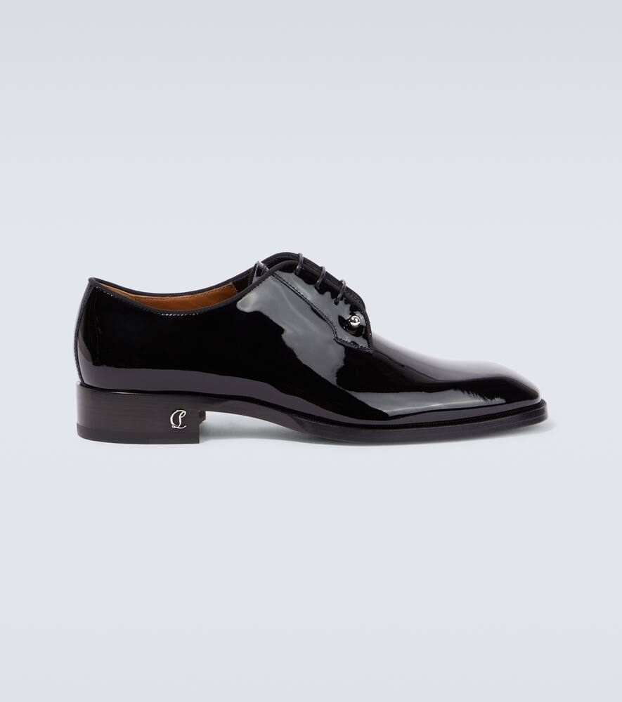 Christian Louboutin Chambeliss Lace Up Shoes In Black Patent Leather In Black