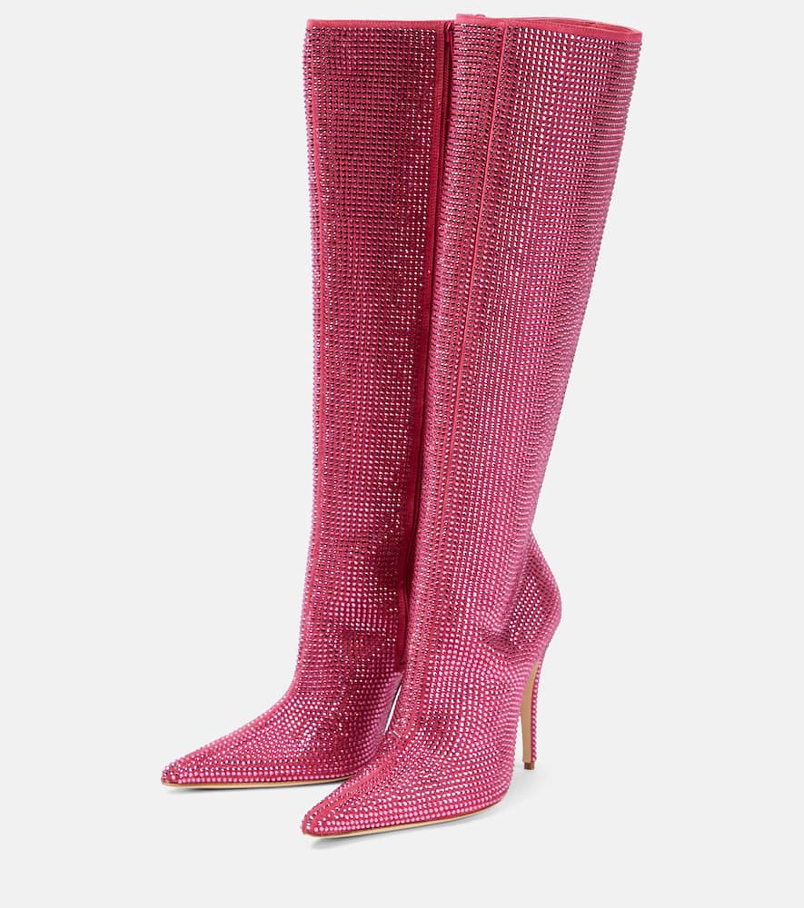 Shop Magda Butrym Embellished Leather Knee-high Boots In Pink