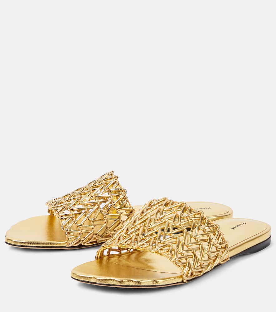 Shop Proenza Schouler Sculpt Woven Slides In Gold