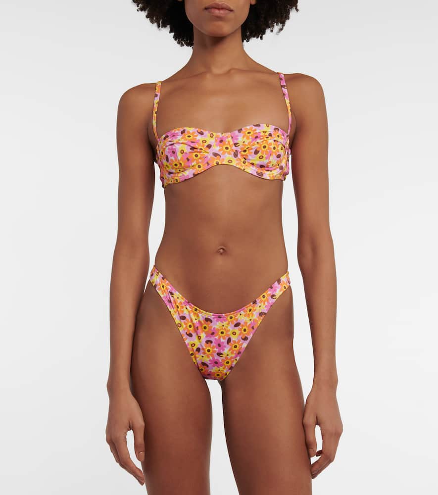Bananhot Lenny Floral Bikini Top In Retro Flowers