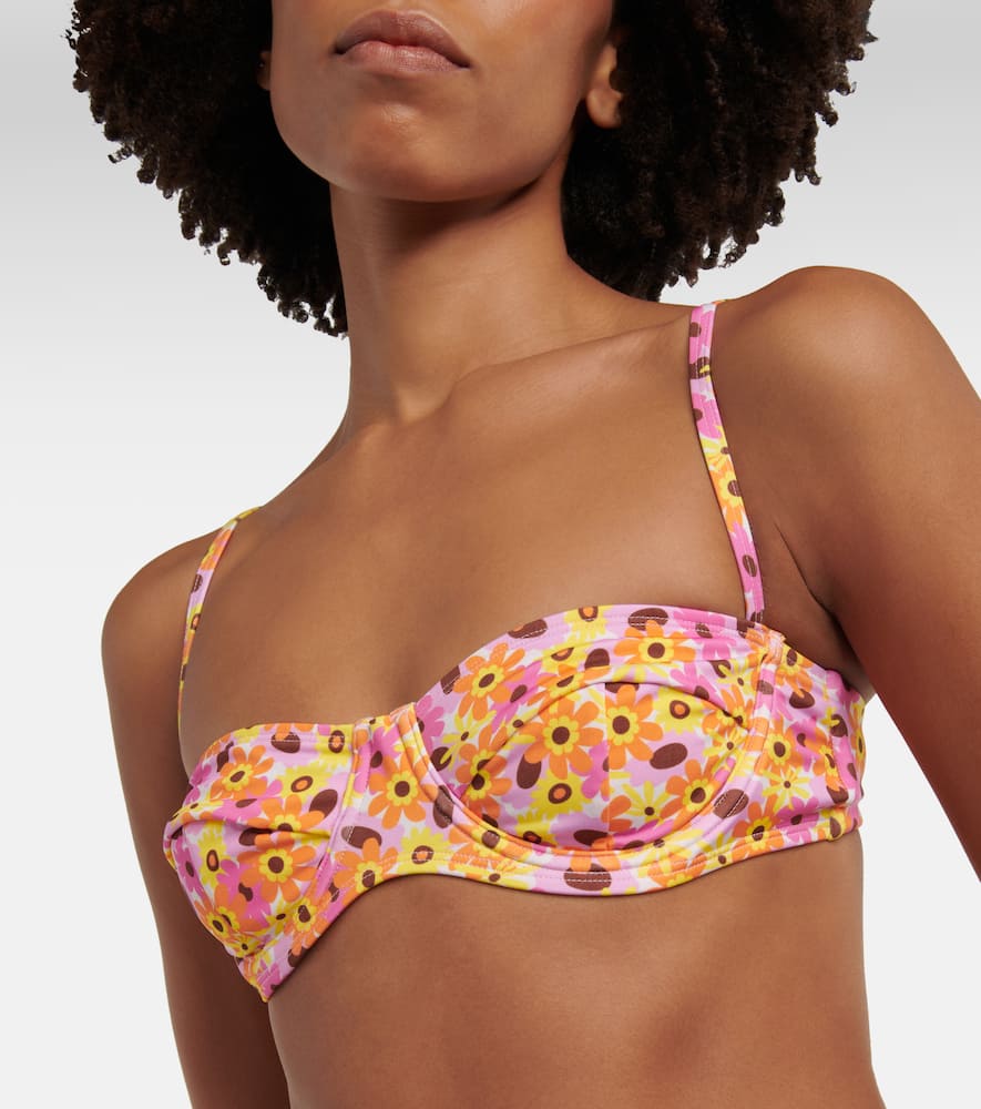 Bananhot Lenny Floral Bikini Top In Retro Flowers