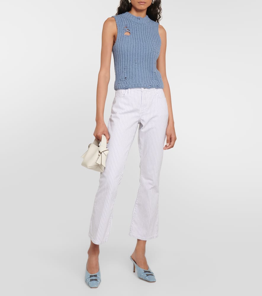 Frame Le Crop Mini Striped Mid-rise Bootcut Jeans In White