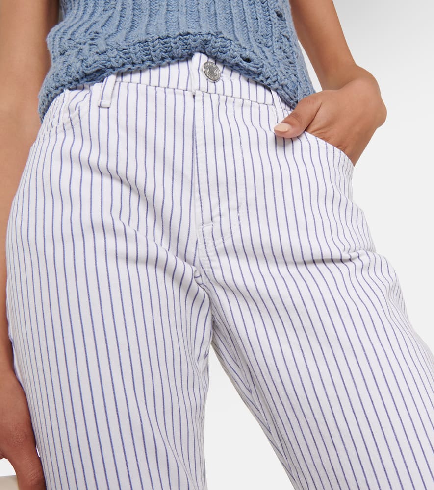 Frame Le Crop Mini Striped Mid-rise Bootcut Jeans In White