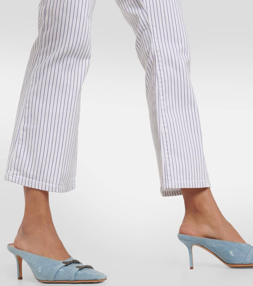 Frame Le Crop Mini Striped Mid-rise Bootcut Jeans In White