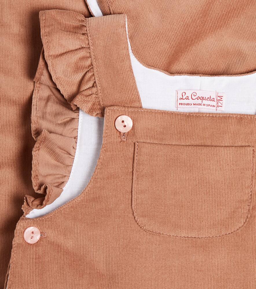 La Coqueta Baby Delphina Cotton Corduroy Overalls In Pink