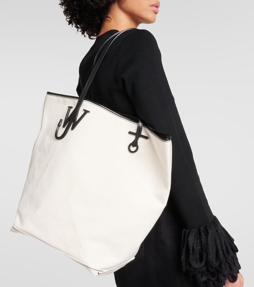 Jw Anderson Anchor Tall Canvas Tote Bag In White
