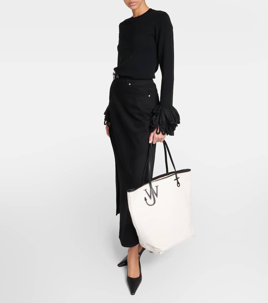 Jw Anderson Anchor Tall Canvas Tote Bag In White