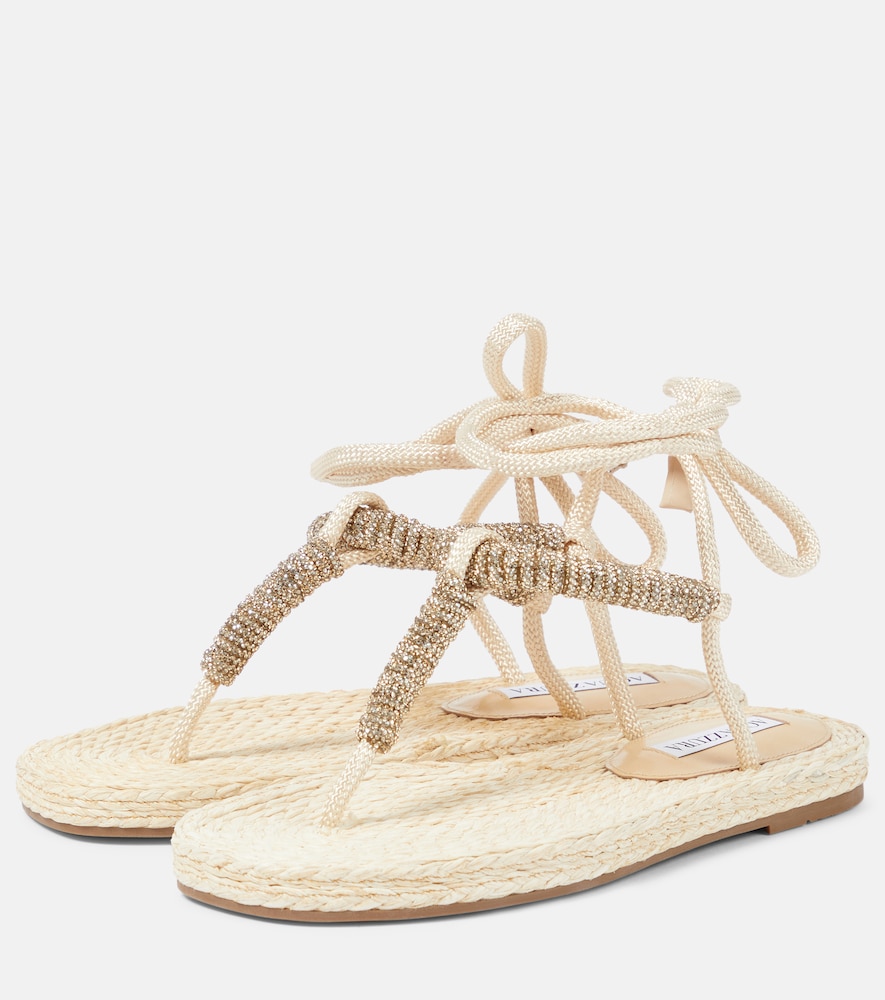 Aquazzura Aquazzura Sunkissed Embellished Thong Sandals 