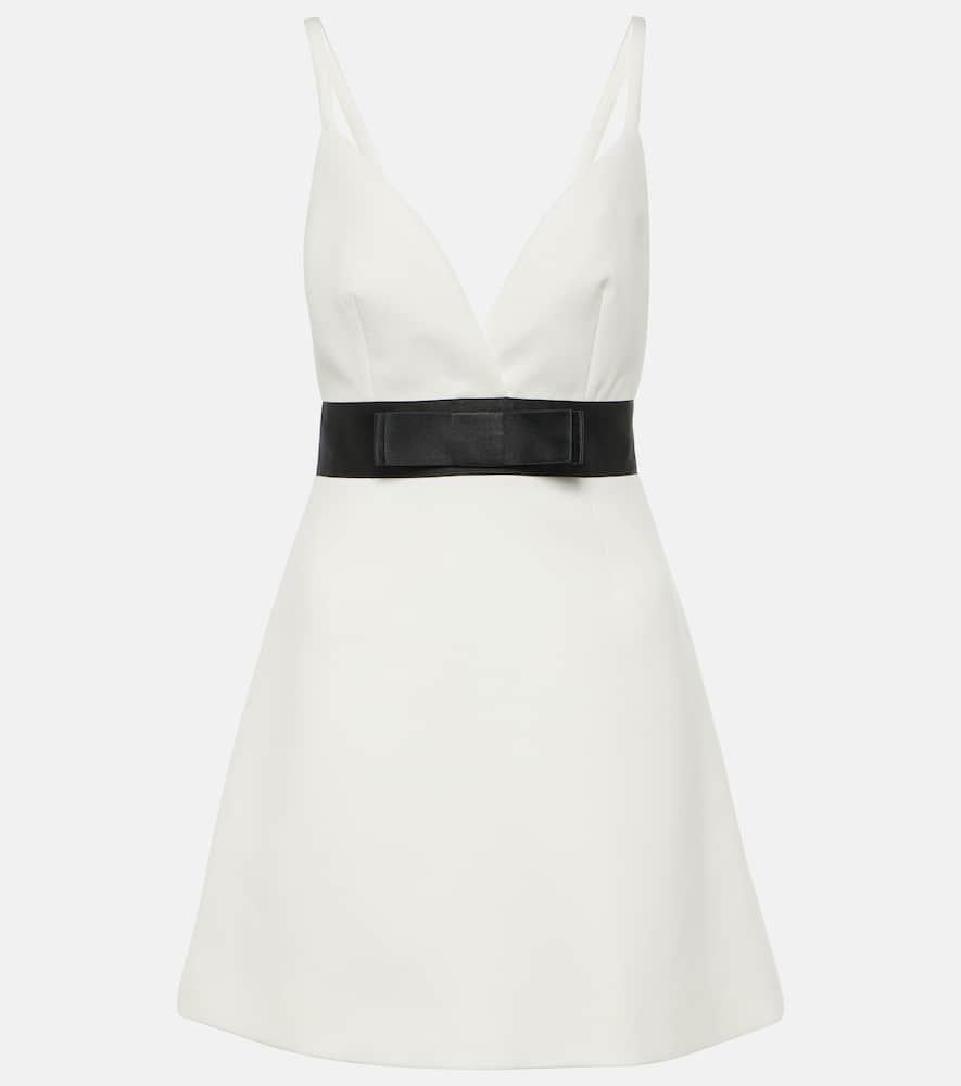 Dolce & Gabbana Woolen Dress With Satin Belt And Straps In Neutral