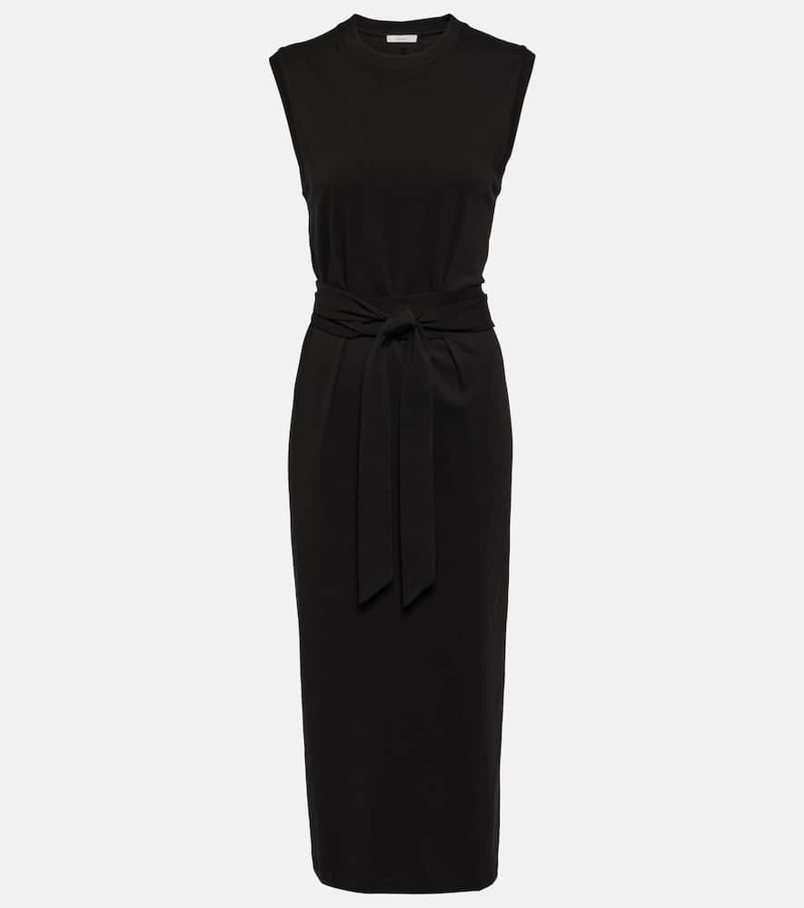 Shop Vince Cotton Jersey Midi Dress In Black