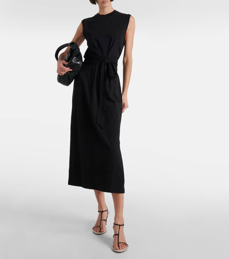 Shop Vince Cotton Jersey Midi Dress In Black