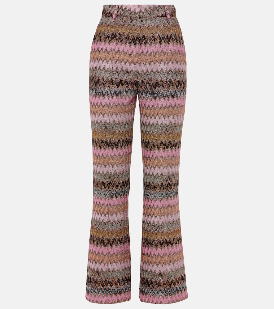 Zig Zag metallic flared pants
