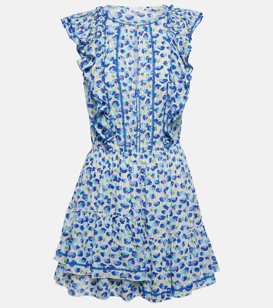 Poupette St Barth Bambi Printed Ruffled Minidress In White Blue Alamy